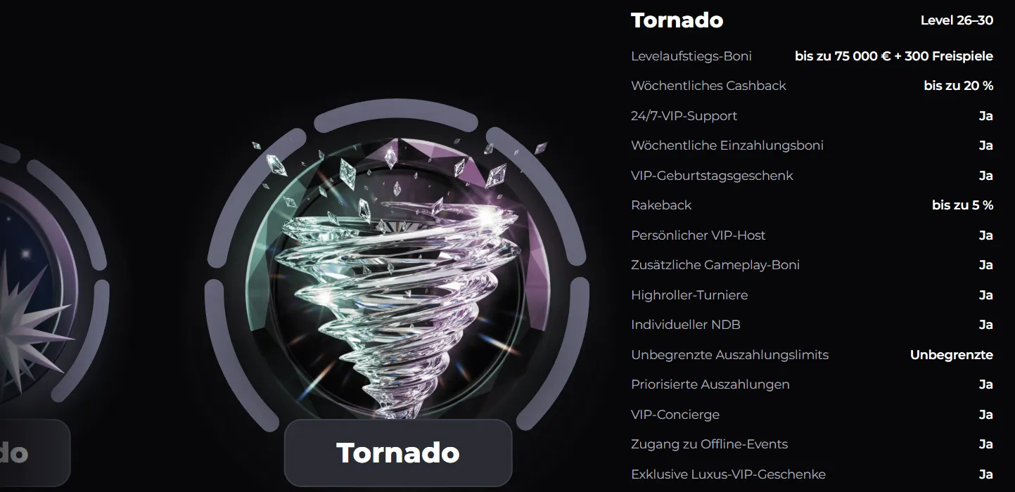 Slotornado Casino VIP Programm – Exklusive Vorteile, Cashback, persönlicher Manager und höhere Limits für treue Spieler
